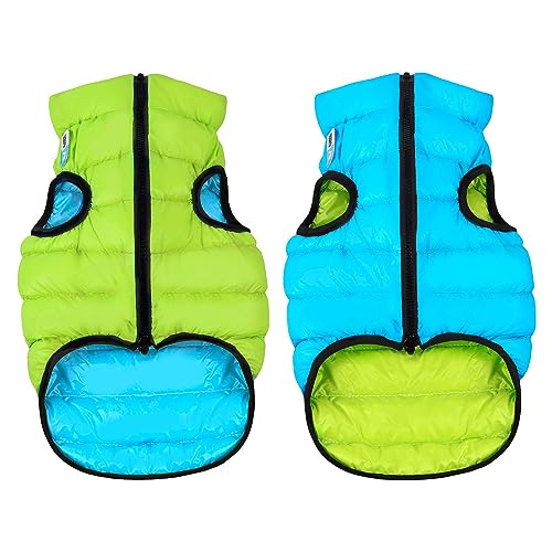 AirVest Reversible Hundekleidung, Hundejacke, Hundemantel, Wasserdicht, Windichte, +Praktische Tasche, Koralle + Grau, Größe XS: 25x38x30 cm von DOGGY