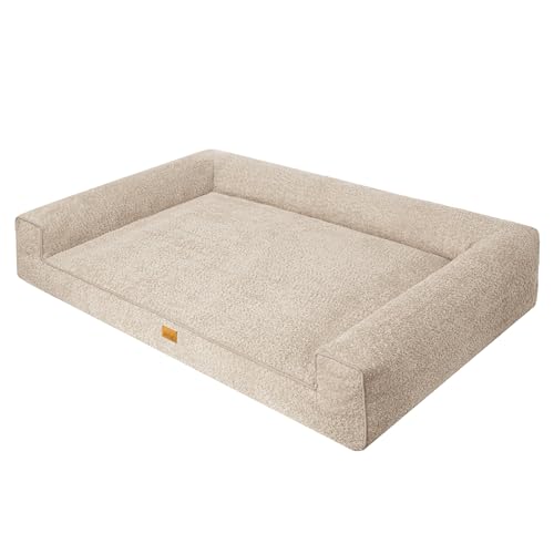 DOGGY Hundebett, Hundematratze, Hundecouch, für kleine und große Hunde, Hundekissen, Hundekorb, Haustier, Schlafplatz, Hundemöbel, Beige, XXL:118x78 cm von DOGGY