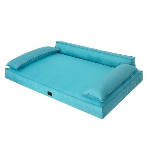 DOGGY Hundebett, Hundematratze, Hundecouch, für kleine und große Hunde, Hundekissen, Hundekorb, Haustier, Schlafplatz, Hundemöbel, Blau, XXL: 120x77 cm von DOGGY