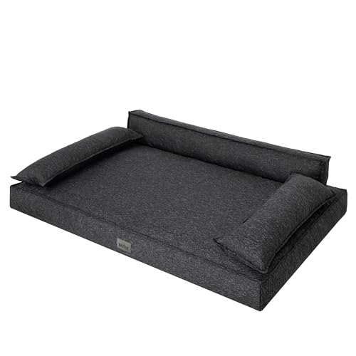 DOGGY Hundebett, Hundematratze, Hundecouch, für kleine und große Hunde, Hundekissen, Hundekorb, Haustier, Schlafplatz, Hundemöbel, Schwarz, L: 78x54 cm von DOGGY