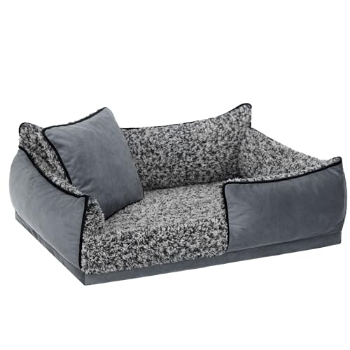 DOGGY Hundebett, Hundematratze, Hundecouch, für kleine und mittel Hunde, Hundekissen, Hundekorb, Haustier, Schlafplatz, Hundemöbel, Anthrazite, M: 55x40 cm von DOGGY