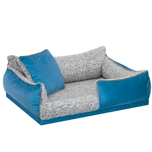 DOGGY Hundebett, Hundematratze, Hundecouch, für kleine und mittel Hunde, Hundekissen, Hundekorb, Haustier, Schlafplatz, Hundemöbel, Blau, M: 55x40 cm von DOGGY