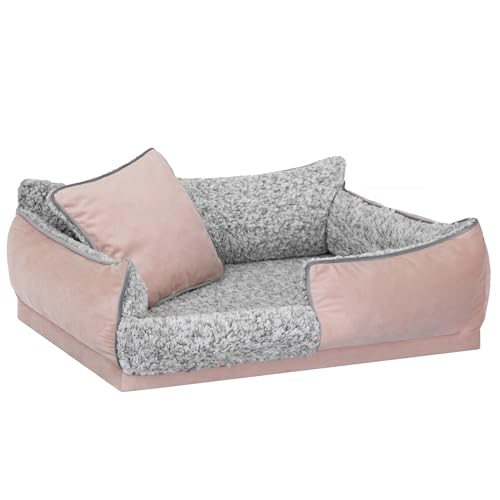 DOGGY Hundebett, Hundematratze, Hundecouch, für kleine und mittel Hunde, Hundekissen, Hundekorb, Haustier, Schlafplatz, Hundemöbel, Lachs, S: 45x32 cm von DOGGY