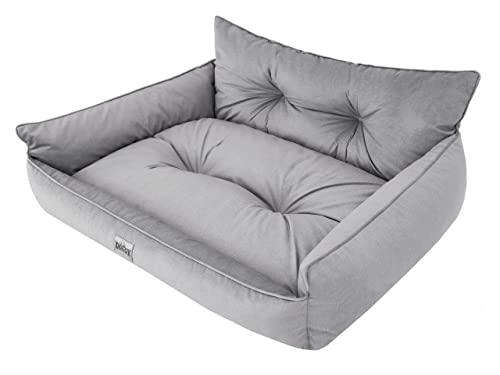 DOGGY Hundebett Haustierbett Hundeliege Gesteppt Hundekissen Bett Sofa Hundematratze Tierbett Hundesofa Matratze, Asche Fancy, L - 64 x 49 cm von DOGGY