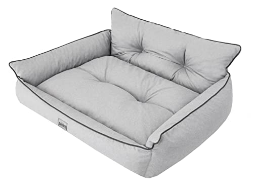 DOGGY Hundebett Haustierbett Hundeliege Gesteppt Hundekissen Bett Sofa Hundematratze Tierbett Hundesofa Matratze, Asche Ökoleinen, XL - 82 x 63 cm von DOGGY