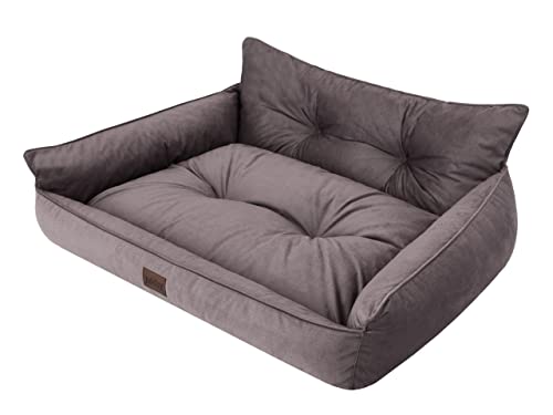 DOGGY Hundebett Haustierbett Hundeliege Gesteppt Hundekissen Bett Sofa Hundematratze Tierbett Hundesofa Matratze, Braun Fancy, XL - 82 x 63 cm von DOGGY