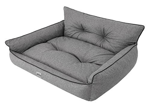 DOGGY Hundebett Haustierbett Hundeliege Gesteppt Hundekissen Bett Sofa Hundematratze Tierbett Hundesofa Matratze, Graphit Ökoleinen, XXL - 106 x 80 cm von DOGGY