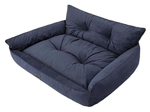 DOGGY Hundebett Haustierbett Hundeliege Gesteppt Hundekissen Bett Sofa Hundematratze Tierbett Hundesofa Matratze, Navy Blau Fancy, XXL - 106 x 80 cm von DOGGY