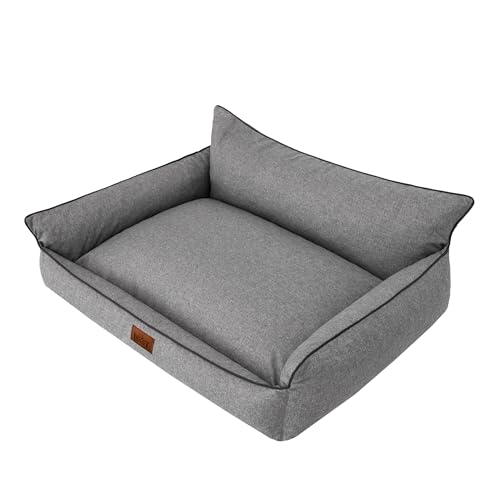 DOGGY Hundebett Haustierbett Hundeliege Kissen Liegen Hundekissen Bett Sofa Hundematratze Tierbett Hundesofa Matratze, Anthrazit Ökoleinen, L - 64 x 49 cm von DOGGY