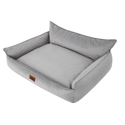 DOGGY Hundebett Haustierbett Hundeliege Kissen Liegen Hundekissen Bett Sofa Hundematratze Tierbett Hundesofa Matratze, Asche Fancy, XXXL - 132 x 106 cm von DOGGY