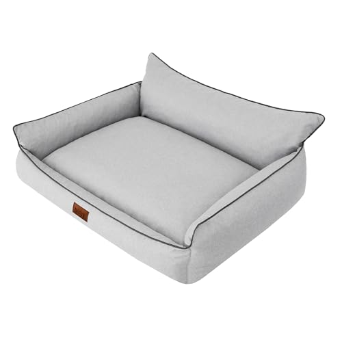 DOGGY Hundebett Haustierbett Hundeliege Kissen Liegen Hundekissen Bett Sofa Hundematratze Tierbett Hundesofa Matratze, Asche Ökoleinen, L - 64 x 49 cm von DOGGY