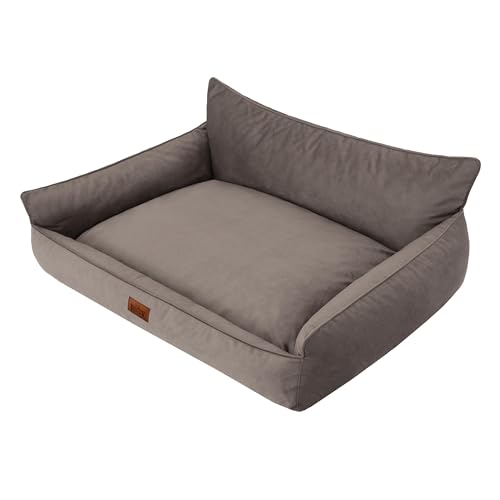 DOGGY Hundebett Haustierbett Hundeliege Kissen Liegen Hundekissen Bett Sofa Hundematratze Tierbett Hundesofa Matratze, Braun Fancy, XXXL - 132 x 106 cm von DOGGY