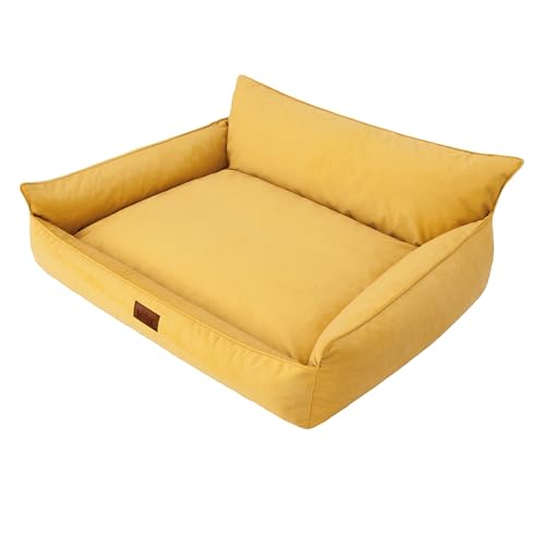 DOGGY Hundebett Haustierbett Hundeliege Kissen Liegen Hundekissen Bett Sofa Hundematratze Tierbett Hundesofa Matratze, Gelb Fancy, L - 64 x 49 cm von DOGGY