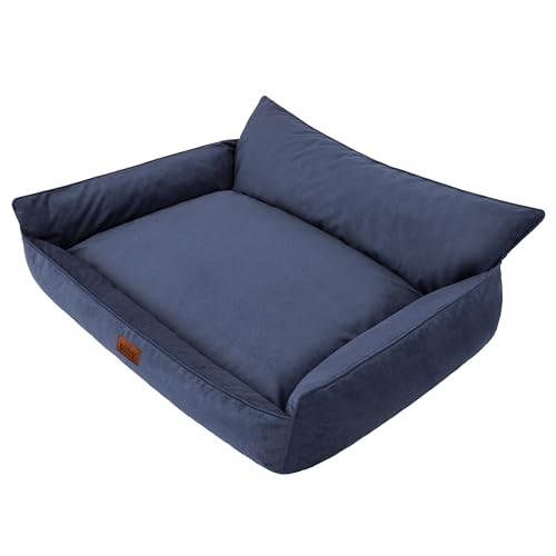 DOGGY Hundebett Haustierbett Hundeliege Kissen Liegen Hundekissen Bett Sofa Hundematratze Tierbett Hundesofa Matratze, Navy Blau Fancy, XXXL - 132 x 106 cm von DOGGY