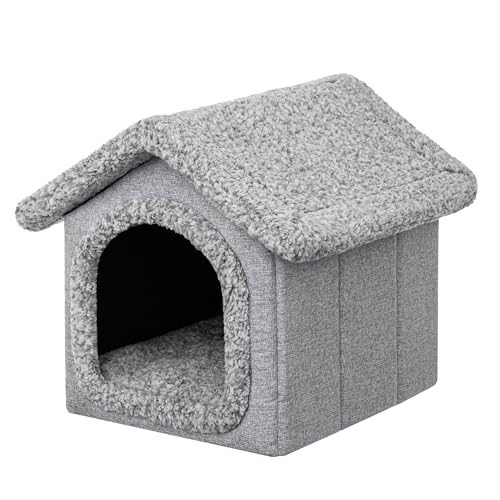 DOGGY Hundehütte Katzenhütte Hundehöhle Hundehaus Katzenhaus Hütte Höhle Hundekissen Katzenkissen Haustierhütte Indoor, Größe 1: 32x38x32 cm, Grau von DOGGY