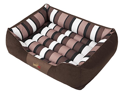 Hobbydog XXL NICCBP8 Dog Bed Nice XXL 110X90 cm Dark Brown Nubuck with Stripes, XXL, Brown, 5.8 kg von DOGGY