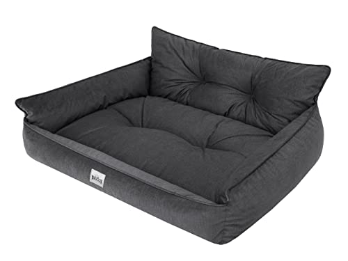 DOGGY Hundebett Haustierbett Hundeliege Gesteppt Hundekissen Bett Sofa Hundematratze Tierbett Hundesofa Matratze, Graphit Fancy, L - 64 x 49 cm von DOGGY