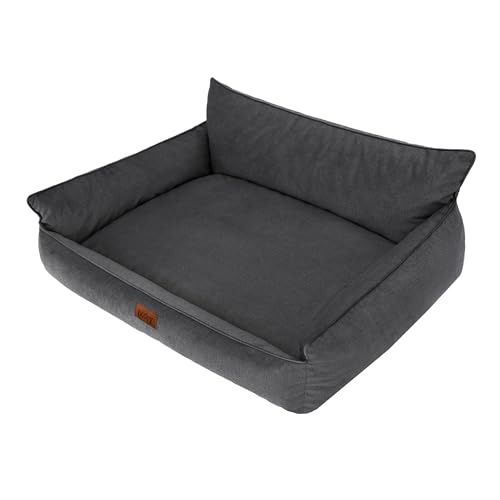 Hundebett Haustierbett Hundeliege Kissen Liegen Hundekissen Bett Sofa Hundematratze Tierbett Hundesofa Matratze, Dunkel Anthrazit Fancy, XL - 82 x 63 cm von DOGGY