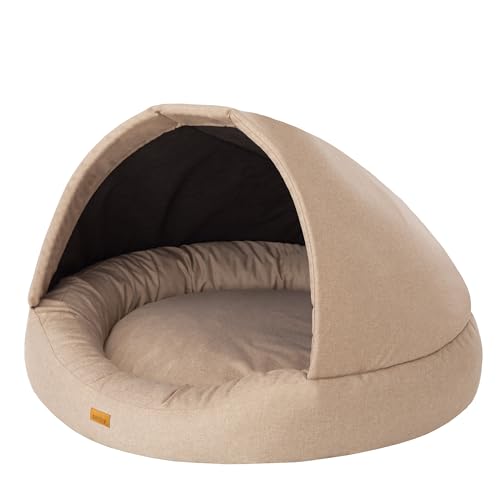 Hundehöhle Hundebett Katzenbett Hundehütte Haustierbett Hundehaus Hundeliegen Hundesofa Korb Sofa Schlafplatz, Größe 2: 100 x 100 x 62 cm, Beige von DOGGY