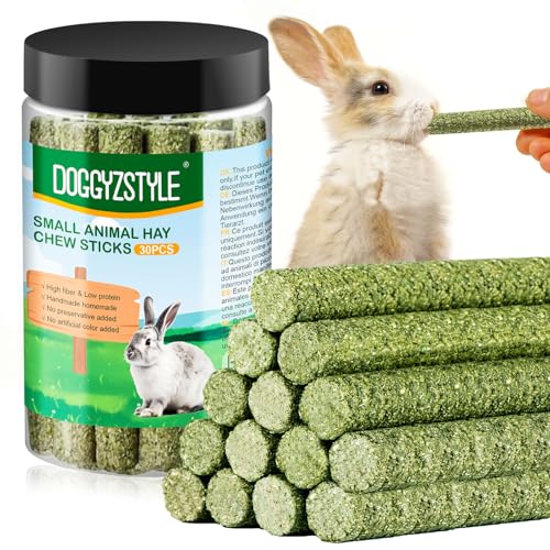 30pcs Kaninchen Leckereien Timothy Heustöcke,natürliches Timothy Heu für Kaninchen,Meerschweinchen,Hase,Chinchilla,Hamster,handgemachte Kaninchen Kauspielzeug Kaninchen Futter von DOGGYZSTYLE