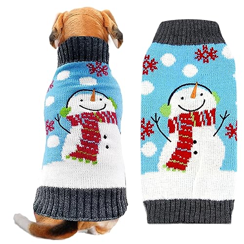 DOGGYZSTYLE Hundepullover mit Tieraufdruck, für Welpen, Katzen, Strickpullover, Jacke, Mantel, Bekleidung (XX-Large, Schneemann) von DOGGYZSTYLE