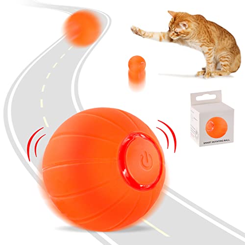 DOGGYZSTYLE Interaktives Ballspielzeug für Katzen, mit LED-Licht, intelligenter Sprungball, automatische Rotation um 360 Grad und USB-Ladekabel, stimuliert die Jagd, für die Übung von Kätzchen, Orange von DOGGYZSTYLE