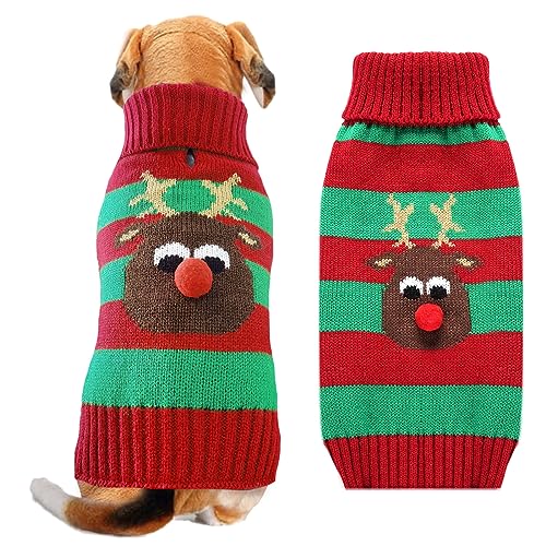 DOGGYZSTYLE Weihnachtspullover für Hunde, niedlicher Schneemann, Rentier, Urlaub, Welpe, Katzenkostüm, Neujahrsgeschenk für kleine, mittelgroße und große Hunde (XXL, Rentier) von DOGGYZSTYLE