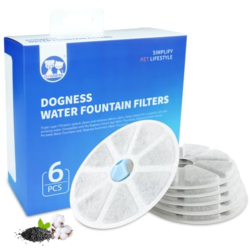 DOGNESS 6 Stück Ersatzfilter für Katzenbrunnen, Aktivkohle Trinkbrunnen Filter für Wasserfrische aufrechtzuerhalten, Auf den 2,2-Liter-Katzenbrunnen auftragen von DOGNESS