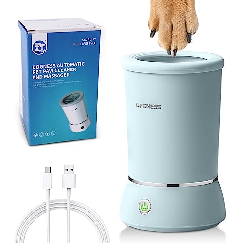 DOGNESS Pfotenreiniger für Hunde, Automatischer Hundepfoten Reiniger mit Weichem Silikon, 2000mAh, USB-Aufladung, 360° Rundum Hunde Pfotenreiniger zur Massage und Fellpflege Schmutziger Krallen von DOGNESS