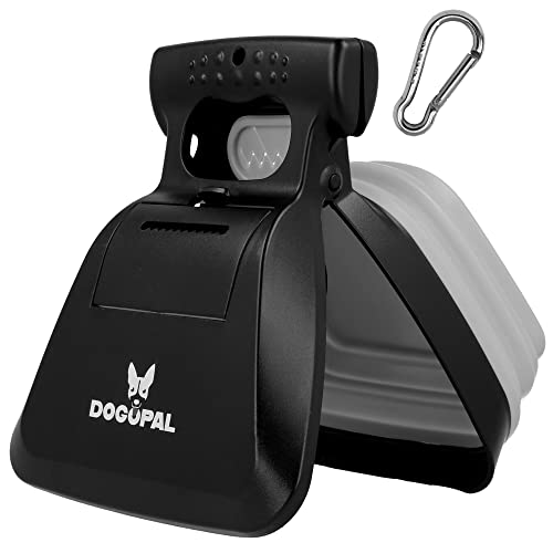 DOGOPAL Hundekotgreifer mit Beutel für Unterwegs - Tragbare Hundekotschaufel mit Erweiterbarem Fach für Hundekotbeutel - Hundekotzange Pooper Scooper - Kotschaufel Hunde Katze (Größe L, Grau) von DOGOPAL