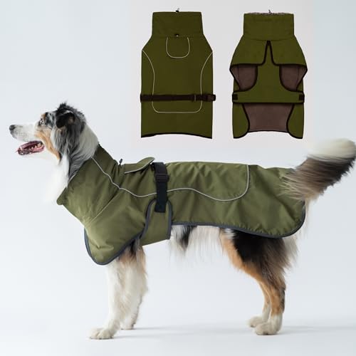 DOGOPAL Hundemantel Wasserdicht | Wintermantel & Hunderegenmantel mit Fleecefutter, Reflektierend und Winddicht, Regenmantel Hund für Kleine, Mittlere und Große Hunde, Perfekt für Kaltes Wetter (60) von DOGOPAL