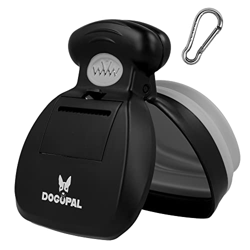 DOGOPAL Hundekotgreifer mit Beutel für Unterwegs - Tragbare Hundekotschaufel mit Erweiterbarem Fach - Hundekotzange Pooper Scooper - Kotschaufel Hunde (grau, M) von DOGOPAL