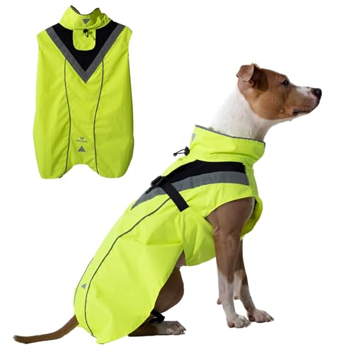 DOGOPAL Regenmantel Hund wasserdicht für kleine & große Hunde - Gelber Hunderegenmantel mit Reflektorstreifen - Wasserdichter Hundemantel, Regenschutz & Regenjacke (Gelb, S) von DOGOPAL