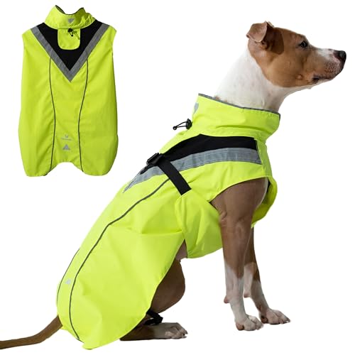 DOGOPAL Regenmantel Hund wasserdicht für kleine & große Hunde - Gelber Hunderegenmantel mit Reflektorstreifen - Wasserdichter Hundemantel, Regenschutz & Regenjacke (Gelb, XL) von DOGOPAL