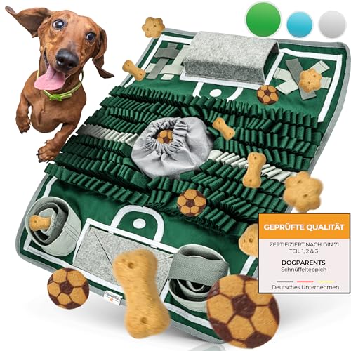 DOGPARENTS® Schnüffelteppich für Hunde [FUßBALLFELD mit 8 Trainingselementen] - Extrem Robustes Hundespielzeug für große & kleine Hunde - SPORTARENA als Intelligenzspielzeug für Hunde (grün) von DOGPARENTS