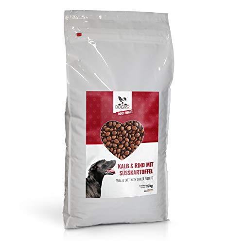 DOGS-HEART Kalb&Rind mit Süßkartoffel (15 kg) Hundefutter trocken Getreidefrei mit hohem Fleischanteil, Glutenfrei von DOGS-HEART