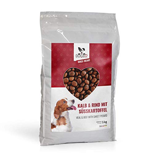 DOGS-HEART Kalb&Rind mit Süßkartoffel (5 kg) Hundefutter trocken Getreidefrei mit hohem Fleischanteil, Glutenfrei von DOGS-HEART