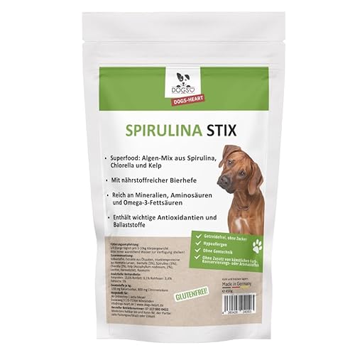 DOGS-HEART Spirulina-STIX: Zahnpflege und gesunde Kausnacks mit wertvollen Inhaltsstoffen aus der bekannten Meeresalge Spirulina (450g) von DOGS-HEART