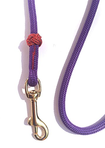 Dogs and More - Hochwertige MeRuBu Seil-Leine/Tauleine/Führleine mit Messingkarabiner und Klabautermann in Rot, Grün, Schwarz, Orange, Blau oder Lila (1,5 m lang; 8 mm) (Lila) von DOGS and MORE