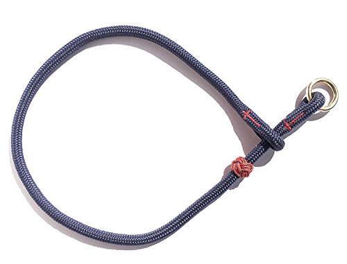 Dogs and More - Hochwertiges MeRuBu Seil-Halsband mit Messingring in Rot, Marine, Grün, Schwarz, Orange, Blau oder Lila (8 mm) (56 cm, Marine) von DOGS and MORE