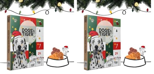 Adventskalender für Hunde von Dogs'n Tiger – Natürliche & hochwertige Snacks aus 85% Fleisch hinter jedem Türchen, ohne Zucker & Getreide für alle Hunde (Packung mit 2) von DOGS' n TIGER