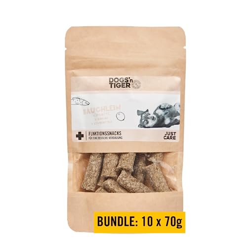 Dogs'n Tiger – “Bäuchlein” Hunde Snack für eine bessere Verdauung – artgerechte Hundeleckerlis mit Sprotte, Kokos & Synbiotika – ohne Zucker, Getreide & künstliche Aromen (10 x 70g) von DOGS' n TIGER