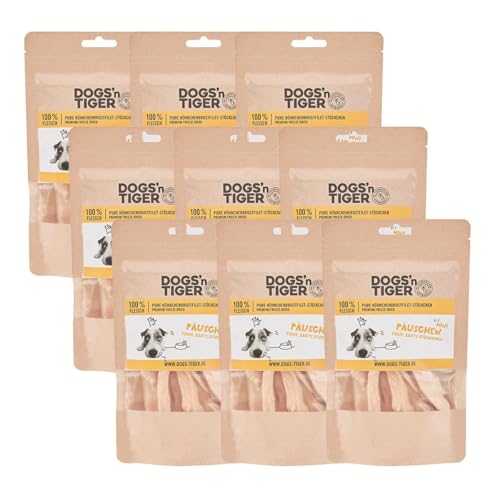 Dogs'n Tiger Adult Hundesnacks Päuschen Mini, Hundeleckerlis aus 99% Fleisch – ohne Zucker, Getreide & künstliche Aromen – gut verträglich (gefriergetrocknete Hähnchenbrustfilet, 9X 80g von DOGS' n TIGER