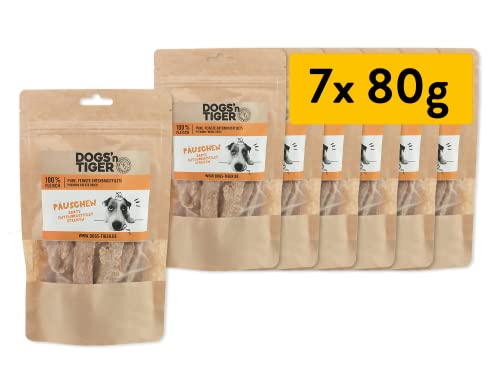 Dogs'n Tiger – Päuschen Hundeleckerlis aus 100% Fleisch – Hundesnack ohne Zucker, Getreide & künstliche Aromen – gut verträglich (gefriergetrocknete Entenbrust-Filetstückchen | 7 x 80 g) von DOGS' n TIGER