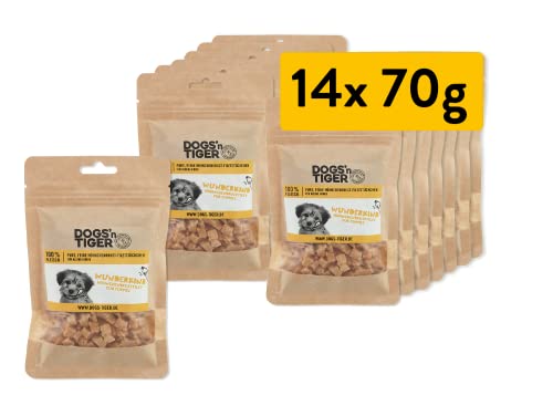 Dogs'n Tiger – Welpen Leckerlies aus 100% Fleisch – artgerechter Hundesnack ohne Zucker, Getreide & künstliche Aromen – gut verträglich (gefriergetrocknete Hühnchenbrust-Filetstückchen | 14 x 70 g)… von DOGS' n TIGER