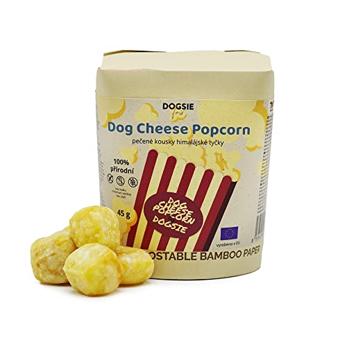 DOGSIE Hunde-Popcorn - Käse-Lerckerli für den Hund, natürlicher Yak-Snack, ökologisch verpackt (45 Gramm) von DOGSIE