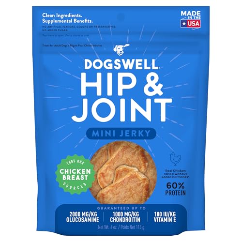 Dogswell Jerky Minis Hip and Joint Blend Chicken Breast Dog Jerky 4 Ounces von DOGSWELL