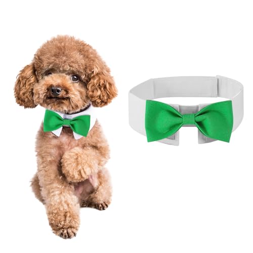 DOGTACT Elegante Fliege für Hunde, niedliche Smokingfliege mit verstellbarem weißem Halsband für formelle Haustiere, perfekt für Valentinstag, Hochzeiten und Geburtstage von DOGTACT