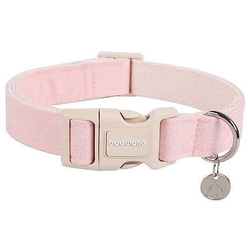 DOGWONG Hundehalsbänder Pink, Hanf Hundehalsbänder Pink hundehalsband, Natürliche Weich Langlebig Halsband Hund Bequeme verstellbares Hundehalsband für Grosse kleine mittelgroße Hunde von DOGWONG