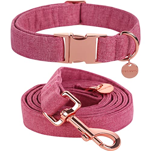 DOGWONG Hundehalsbänder rosa, Hundehalsbänder und Leine aus rosa hundehalsband, Bequeme verstellbares Hundehalsband für kleine mittelgroße Hunde von DOGWONG